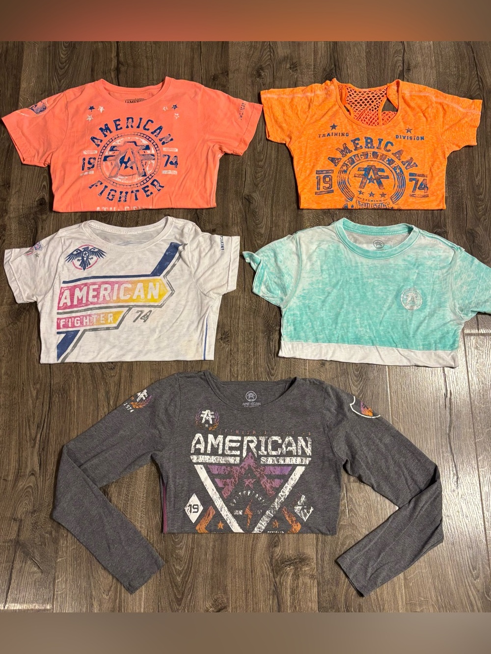 American Fighter Women’s Tops Lot of 5 - 4 Short Sleeve 1 Long Sleeve EUC